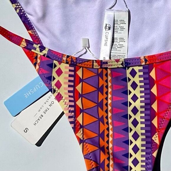 Cupshe Womens Large/Small Two Piece Bikini Boho Print Triangle Print Multicolor - Picture 7 of 7